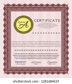 Red Sample Diploma. Money Pattern design. With quality background. Detailed. 