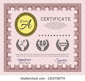 Red Sample Diploma. Money style design. With great quality guilloche pattern. Customizable, Easy to edit and change colors. 