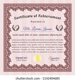 Red Sample Diploma. Nice design. With linear background. Detailed. 