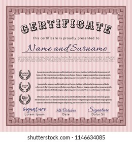 Red Sample Diploma. Perfect design. Detailed. With complex background. 