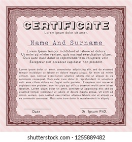 Red Sample Diploma. Perfect design. Complex background. Customizable, Easy to edit and change colors. 