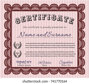 Red Sample Diploma. Perfect design. With background. Detailed. 