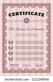 Red Sample Diploma. With quality background. Customizable, Easy to edit and change colors. Money Pattern. 
