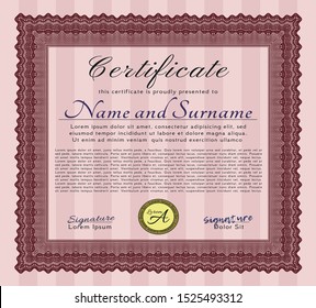 Red Sample Diploma. With quality background. Money style design. Detailed. 