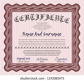 Red Sample Diploma. Sophisticated design. Detailed. With background. 