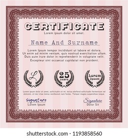 Red Sample Diploma. Sophisticated design. Easy to print. Detailed. 