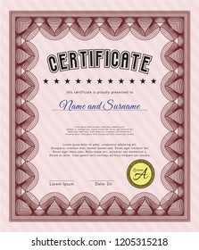 Red Sample Diploma. Sophisticated design. Complex background. Customizable, Easy to edit and change colors. 