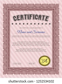 Red Sample Diploma. Sophisticated design. With guilloche pattern. Customizable, Easy to edit and change colors. 