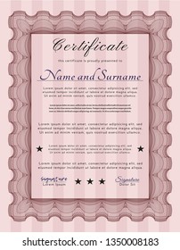 Red Sample Diploma. Sophisticated design. Vector illustration. With quality background. 