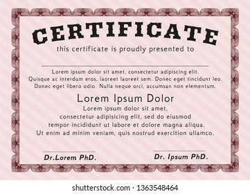 Red Sample Diploma. Sophisticated design. Complex background. Detailed. 
