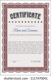 Red Sample Diploma. Superior design. Customizable, Easy to edit and change colors. With great quality guilloche pattern. 