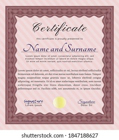 Red Sample Diploma.  Superior design.  With guilloche pattern and background.  Customizable, Easy to edit and change colors. 