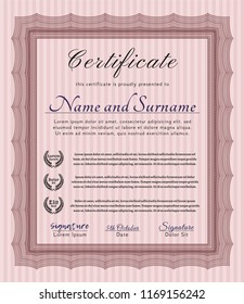Red Sample Diploma. Vector illustration. With background. Nice design. 