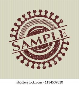 Red Sample distressed rubber seal with grunge texture