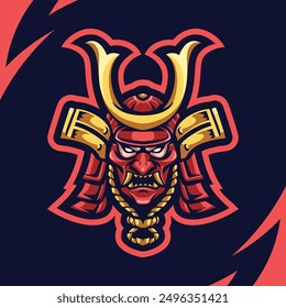 Red Samurai Head for esport or gaming logo