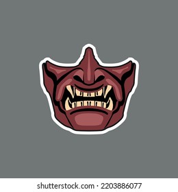 
Red samurai mask. Vector logo.