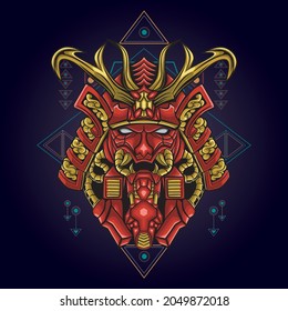 rote Samurai mecha heilige Geometrie, geeignet für Waren, etc.