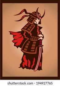  Red samurai silhouette