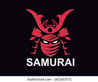 Red samurai warrior. Sport logo design. - Vector