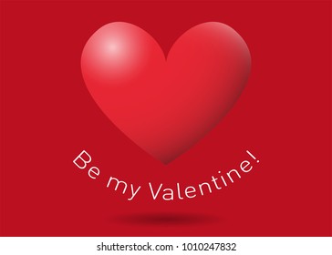 Red San Valentine's heart on red background with the text "Be my Valentine!"