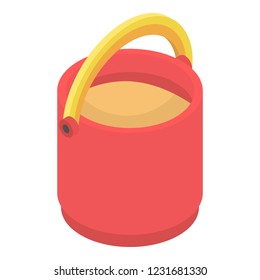 Red sand bucket icon. Isometric of red sand bucket vector icon for web design isolated on white background