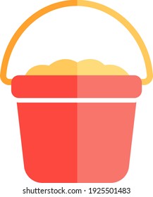 Red sand bucket, illustration, vector on white background.