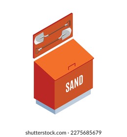 Red sand fire box isometric icon 3d vector illustration