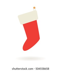 Red Santa Christmas Stocking. Vector Illustration