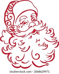 Red Santa Claus Face Vector Illustration set on white background. Perfect for any Christmas project or theme. Suitable for web design, print, Perfectly suited for traditional media and web. 