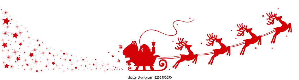Red Santa Claus flyin on Christmas sleigh – vector