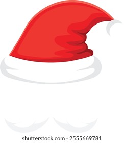 Red santa claus hat featuring white fur trim embodies the christmas spirit and holiday cheer, enhancing festive designs and seasonal projects with its joyful presence