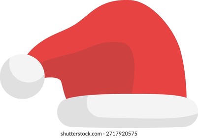 Roter Weihnachtsmann Hut flaches Symbol. Klassische rote Weihnachtsmannhut, Vektorgrafik einzeln auf weißem Hintergrund.