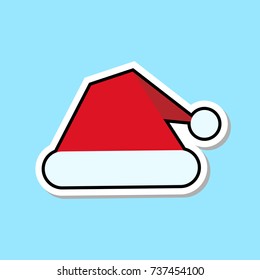 Red Santa Claus Hat Icon Isolated Christmas Sticker Concept Vector Illustration