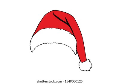 Red Santa Claus hat isolated on white background,vector illustration	
