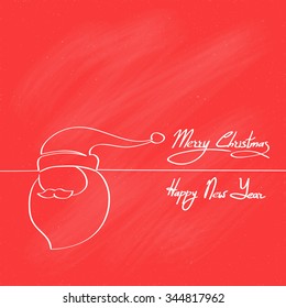 Red Santa Claus Hat Merry Christmas Happy New Year Banner Card Cover Outline Design Flat Vector Illustration