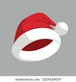 Red Santa Claus hat. New Year and Christmas concept. Vector.