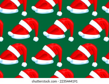 Patrón de sombreros de Papá Noel Rojo. Ilustración de fondo de Navidad.