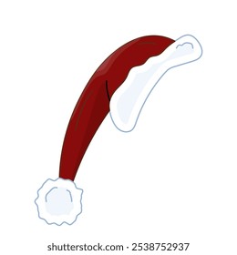 Icono rojo del Vector del sombrero de Santa Claus. Navidades Sombrero ilustración. Gnomo de sombrero con pelaje blanco y pompón mullido.