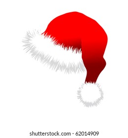 Red Santa Claus Hat. Vector illustration isolated on white background.