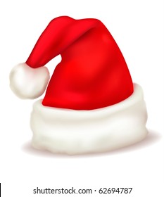 Red santa claus hat. Vector.