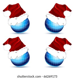 red Santa Claus hat & world globe composition