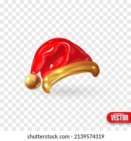 Red Santa Claus Hats. Vector render 3d realistic illustration.