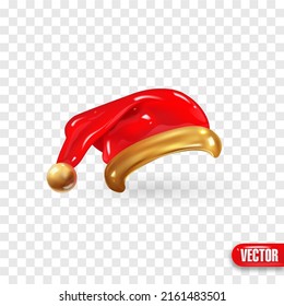 Red Santa Claus Hats. Vector render 3d realistic illustration.