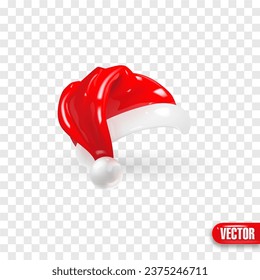Red Santa Claus Hats. Vector render 3d realistic illustration.