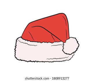 Red Santa Claus isolated on a white background. Santa Christmas hat decoration. Vector illustration.