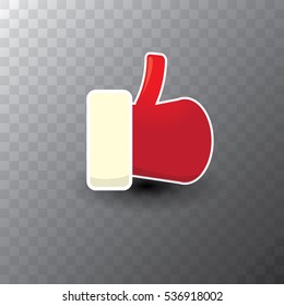 red Santa Claus like icon vector illustration with transparent shadow isolated on background. thumbs up santa symbol. vector christmas label or badge