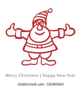 Red santa claus on white background, Vector retro illustration