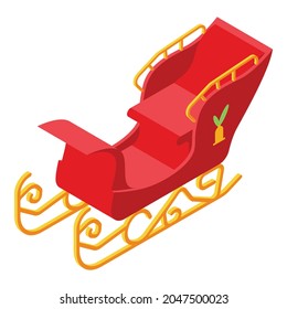 Red santa claus sleigh icon. Isometric of red santa claus sleigh vector icon for web design isolated on white background