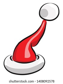 Un sombrero de cláusula Santa roja con una bola blanquecina en la parte superior, vector, dibujo a color o ilustración. 