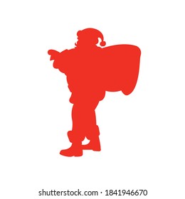 Red santa and gift silhouette vector on a white background